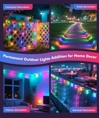 Permanent Outdoor Lights, 200ft Christmas RGB+IC Lights with 100 Modes