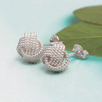 LeCalla Sterling Silver Knot Earrings Jewelry Italian Design Diamond-Cut Twisted Wire Love Knot Stud Earring for Women 10mm