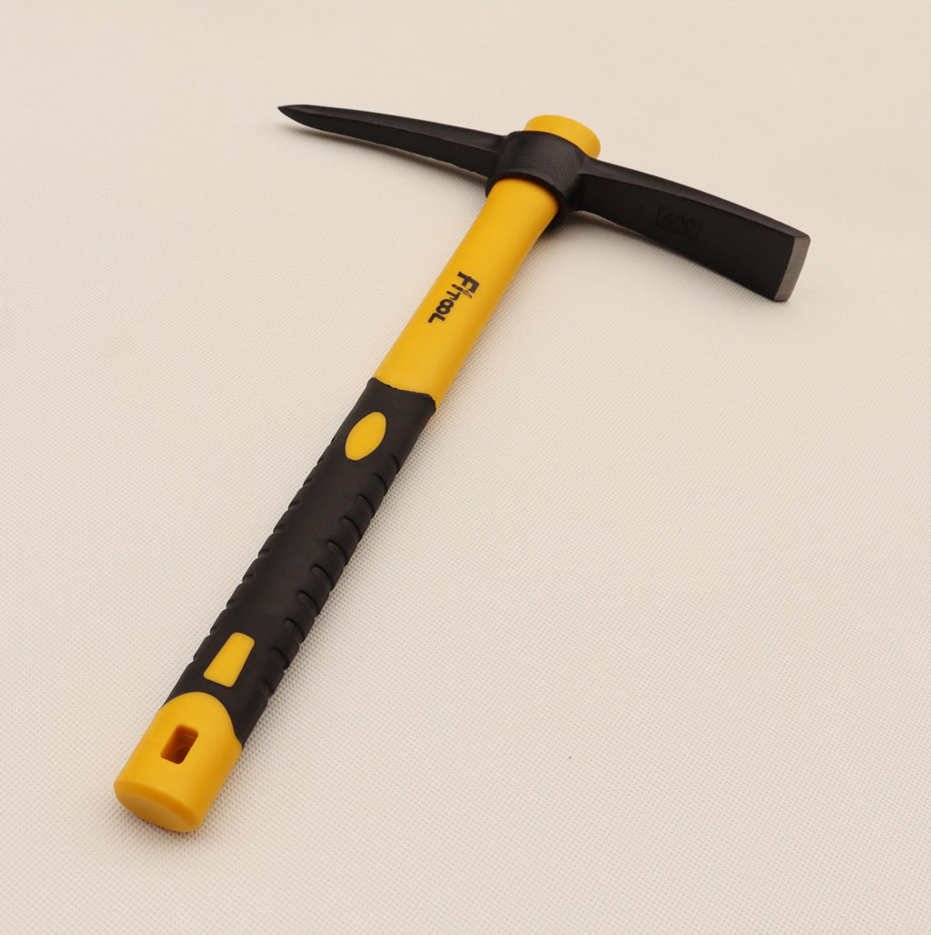 Forged Adze Pick, Weeding Mattock Hoe, Pick Axe 15-Inch, One Piece Intact Drop Forged, Plastic Coated Fiberglass Handle, 1.4LB