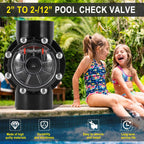 7305 Check Valve Replacement, 2 Inch or 2.5 Inch PVC One-Way Valve for Pool and Spa Plumbing Systems, Clear Cover Backflow Preventer for Inground & Above Ground Use