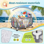 Extra Large Swimming Pool Storage Organizer Upgraded 280-Gallon Rolling Bin with Wheels Side Pockets Float Noodles Holder Mesh Cart for Pool Toys Swim Rings Surfboards Beach Gear Patio Yard Organizer