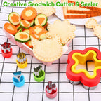 12 Pack Sandwich Cutter and Sealer Set Crustable Bread Decruster DIY Cookie Stamps Mold Vegetable Fruit Cutters Shapes for Kids Back to School Bento Box Accessories