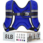 Zeerun Weighted Vest for Women & Men with Reflective Stripe and Adjustable Buckle, Comfortable & Durable Rucking Vest for Walking, Running & Strength Training, 8LBS-Blue