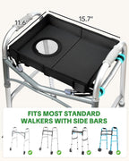 FANGSUN Walker Tray for Folding Walker 2.0 – Upgraded Detachable Tray for Walkers with Extended Straps & Cup Holder, Fits Rolling Walkers with Side Bars, Mobility Accessory for Seniors