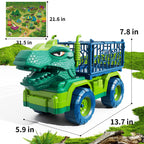 TEMI Dinosaur Truck Toys for Kids 3-5 Years, Tyrannosaurus Transport Car Carrier Truck with 8 Dinosaur Figures, Activity Play Mat, Dinosaur Eggs, Trees, Capture Jurassic Play Set for Boys and Girls