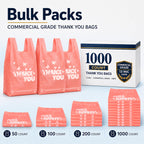 YoYoRain PINK Thank you bags, 800PCS T shirt bags, To Go Bags,Grocery bags, Reusable and Disposable,Perfect for Small Business,Take Out,Retails,11"x6"x21"(800)