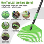 Plastic Leaf Rake - Upgraded Anti-Break Nylon Head,65" Adjustable Outdoor Yard Rakes for Leaves,Grass,Pine Needle,Mulch,Gentle On Lawn Garden - Lightweight for Women,Seniors & Kids,Childs