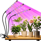 LED Plant Grow Light, Suitable for Indoor Plants, Full Spectrum Clip on Plant Growing Light with Red, Blue, Yellow Beads, 10 Brightness Levels, 3 Light Modes, 3/9/12H Auto Timer, 3 Head