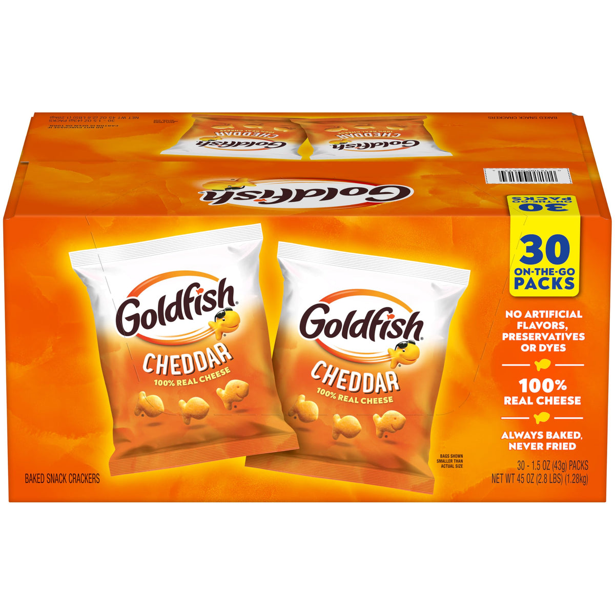 Goldfish Cheddar Crackers, 1.5 oz. Snack Packs, 30 Count