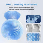 SUNLU Shiny Sparkle PLA Filament 1.75mm, Twinkling Blue