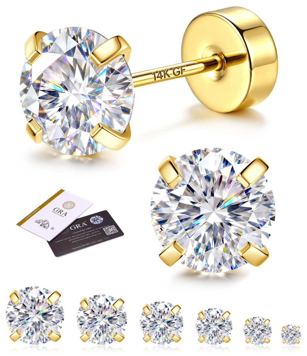 GEMQUEEN 6 Pairs Moissanite Earrings Hypoallergenic Studs Set for Women Men