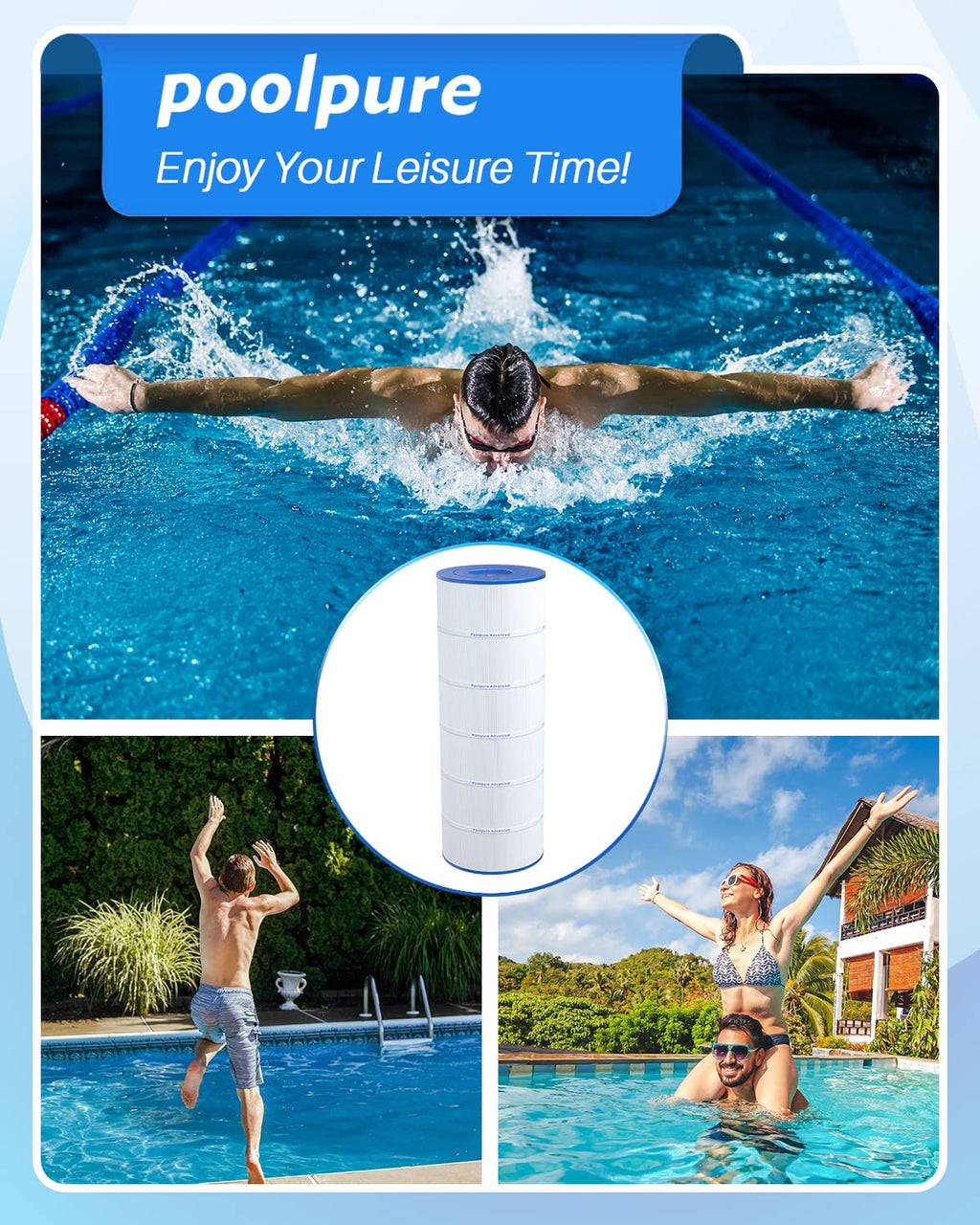 POOLPURE PLFPA200S Filter Replaces PA200S, Hayward CX200XRE, Hayward SwimClear C200S, Ultral-D5, 200 sq.ft Filter Cartridge 1 Pack