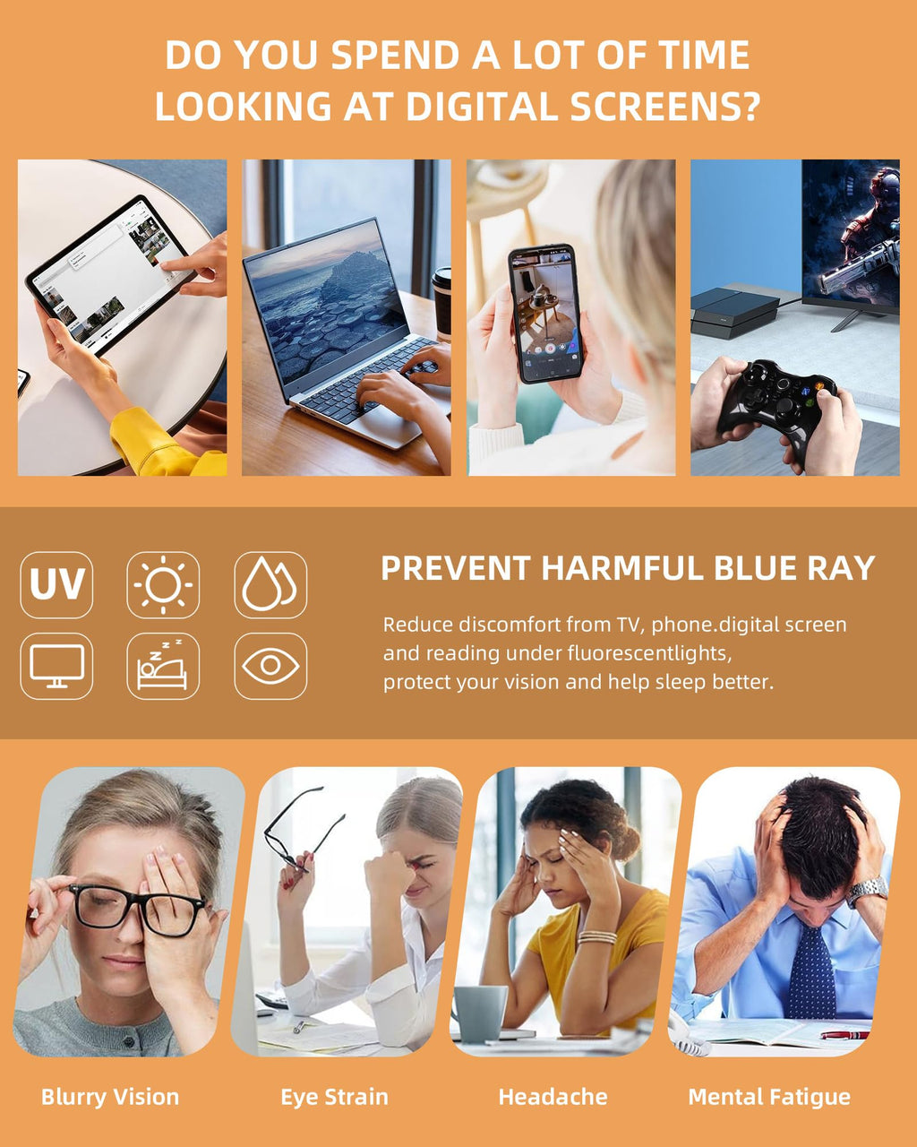 JM 5 Pack Oval Reading Glasses for Women, Trendy Blue Light Blocking Computer Readers with Spring Hinges +1.5