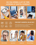 JM 5 Pack Oval Reading Glasses for Women, Trendy Blue Light Blocking Computer Readers with Spring Hinges +1.5