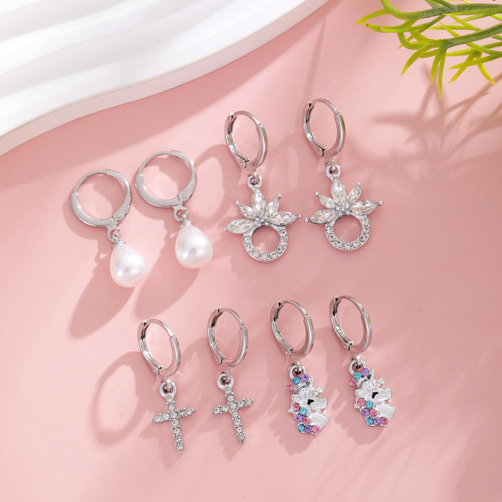 16 Pairs Hypoallergenic Silver Small Hoop Dangle Earrings Set for Girls