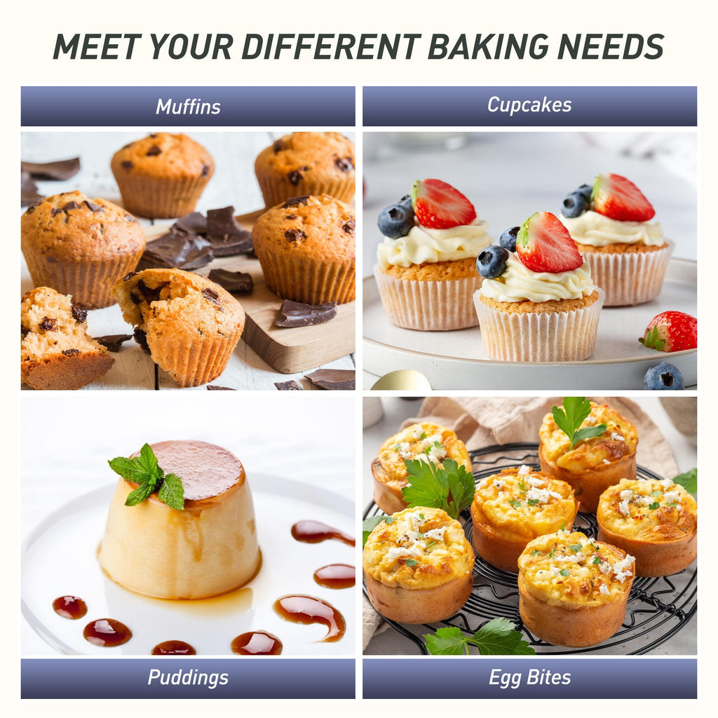 2 Packs 6 Cups Silicone Muffin Pan with Metal Reinforced Frame Jumbo Size Cupcake Pan Tray Egg Bites Silicone Circle Round Cookie Molds Muffin Tin Tall Tart Pans Baking Sheet Breakfast Sandwiches