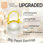 HUGE TOMATO Simulated Shell Opal Pearl Earrings for Women Trendy, Big Pearl Drop Earrings Fashion,14K Gold Plated Large Hoop Dangle Statement Jewelry 14mm