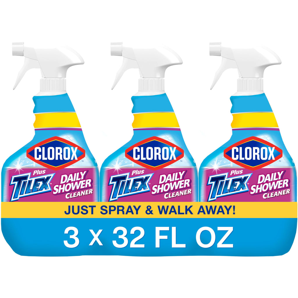 Clorox Plus Tilex Daily Shower Cleaner, 32 Fluid Ounce Spray Bottle, Pack of 3
