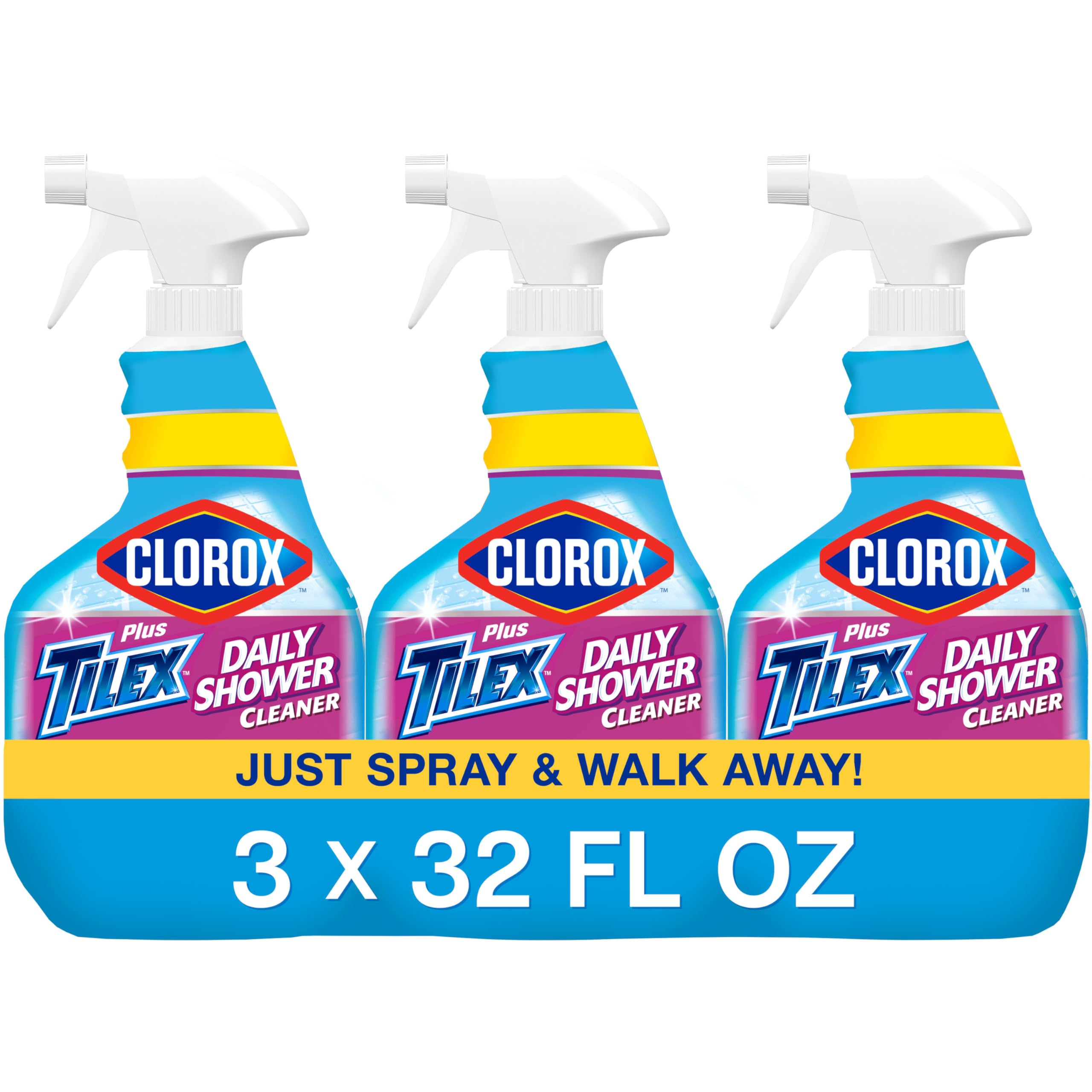 Clorox Plus Tilex Daily Shower Cleaner, 32 Fluid Ounce Spray Bottle, Pack of 3