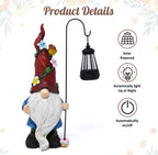 Outdoor Garden Gnome Statue with Solar Lantern Light Resin Yard Decor Patio Lawn Pathway Figurine Holiday Decoration Gnome Gift for Women Mom