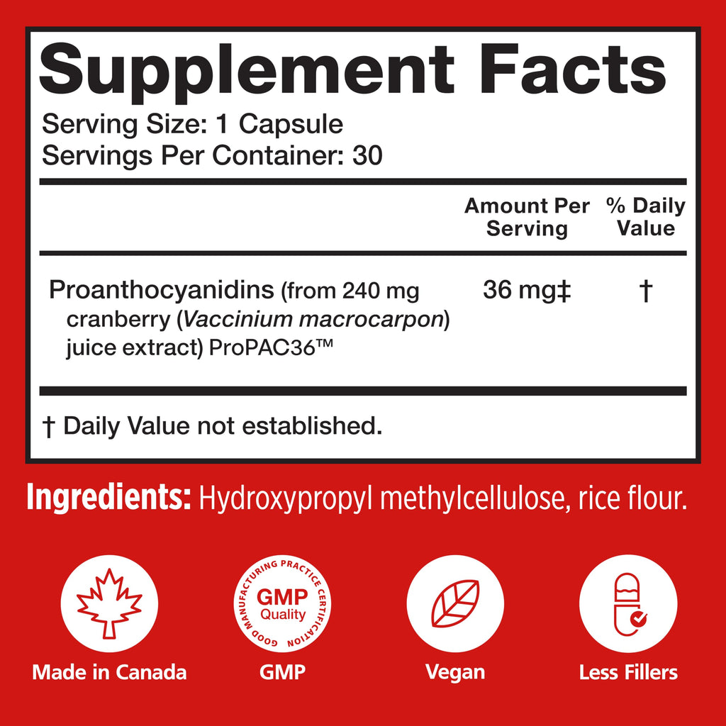 Szio+ Utiva Cranberry PACs – Clinically Studied Ingredients 36mg PACs Extract - UTI Prevention for Women - Urinary Tract Health – Cranberry Supplement Pills for Bladder Health, 30 Vegi Capsules