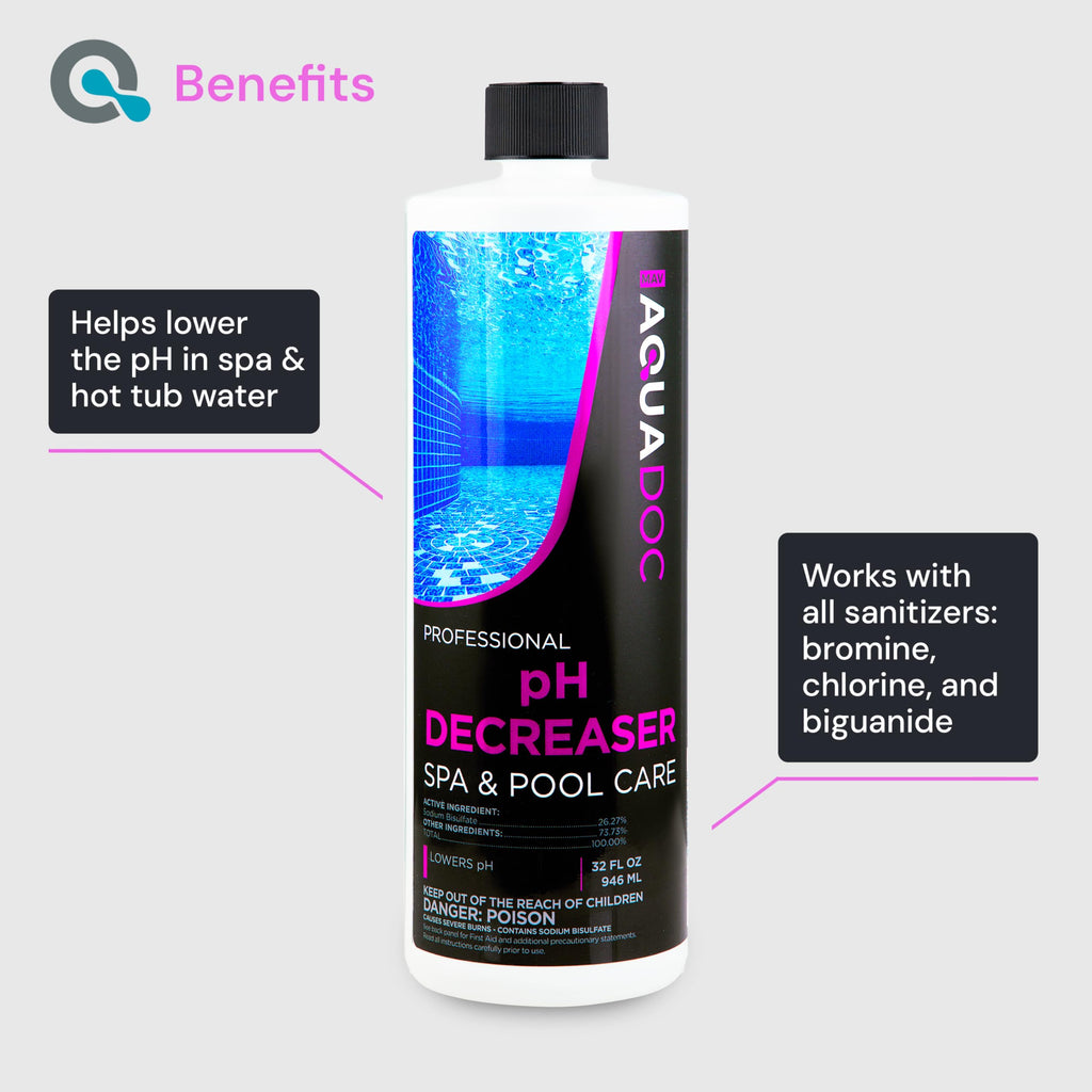 AquaDoc Hot Tub pH Decreaser - 32oz - Spa pH Down for Water Balance - Hot Tub Chemicals Made in USA