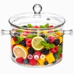 Jucoan 1.5L/50oz Glass Saucepan with Cover, Heat Resistant Stovetop Glass Cooking Pot with Lid for Pasta Noodle, Soup, Milk, Clear Simmer Pot for Potpourri Christmas Holiday Home Fragrance