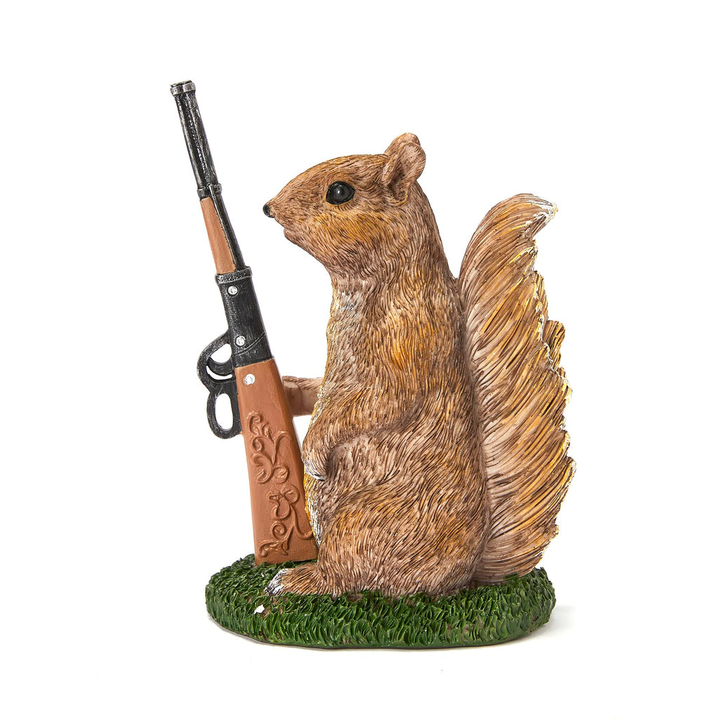 Garden Squirrel Guard Statue, Soldier Gnome - Woodland Friend Garden Decor Statues, Animal Gnome Statues, Waterproof Figure Indoor & Outdoor Lawn Squirrels Ornament Funny Decoration Gifts 6.7" H Gift