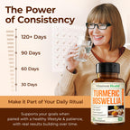 Turmeric Curcumin Supplement with Boswellia Serrata, Ginger Root, Organic Turmeric Powder & Bioperine for Max Absorption - 95% Curcuminoids Turmeric Supplement - 60 Tumeric Boswellia Extract Tablets