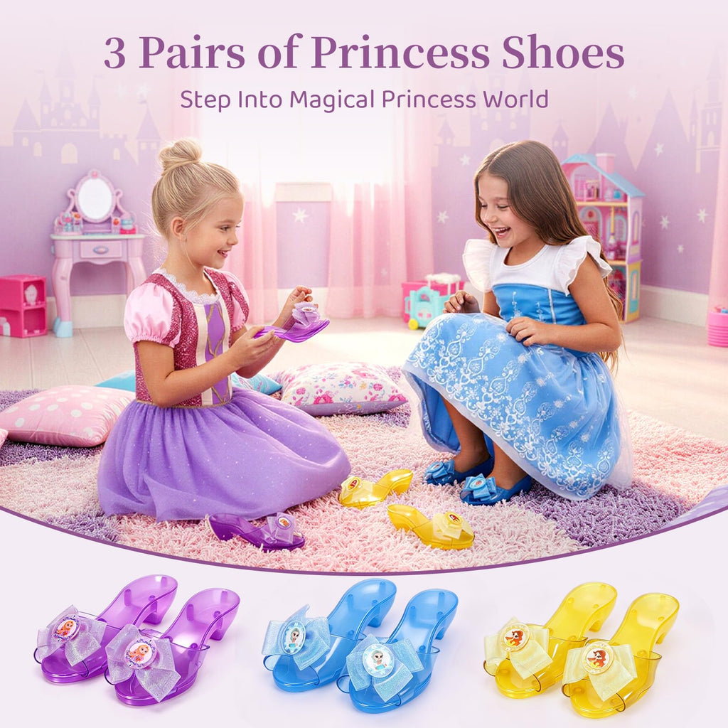Meland Princess Dress Up for Girls 3-6, Dress Up Clothes with Princess Shoes Toy, Christmas Birthday Gift for Toddlers Girls