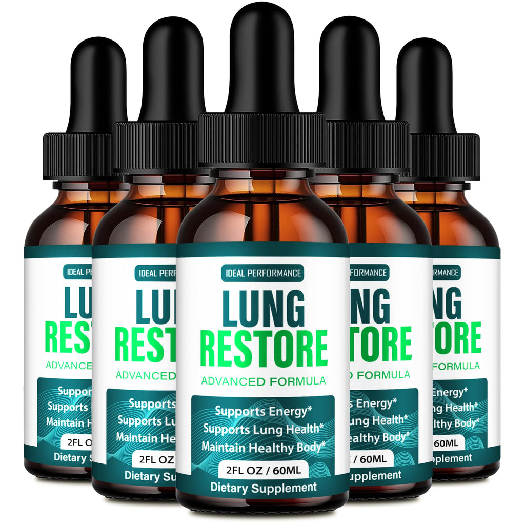 Lung Restore Drops, Official LungRestore Supplement Droppers - Maximum Strength, All Natural Lung Cleanse & Health Support, Advanced Liquid Formula for Healthy Flow, Comfort & Detox Reviews (5 Pack)