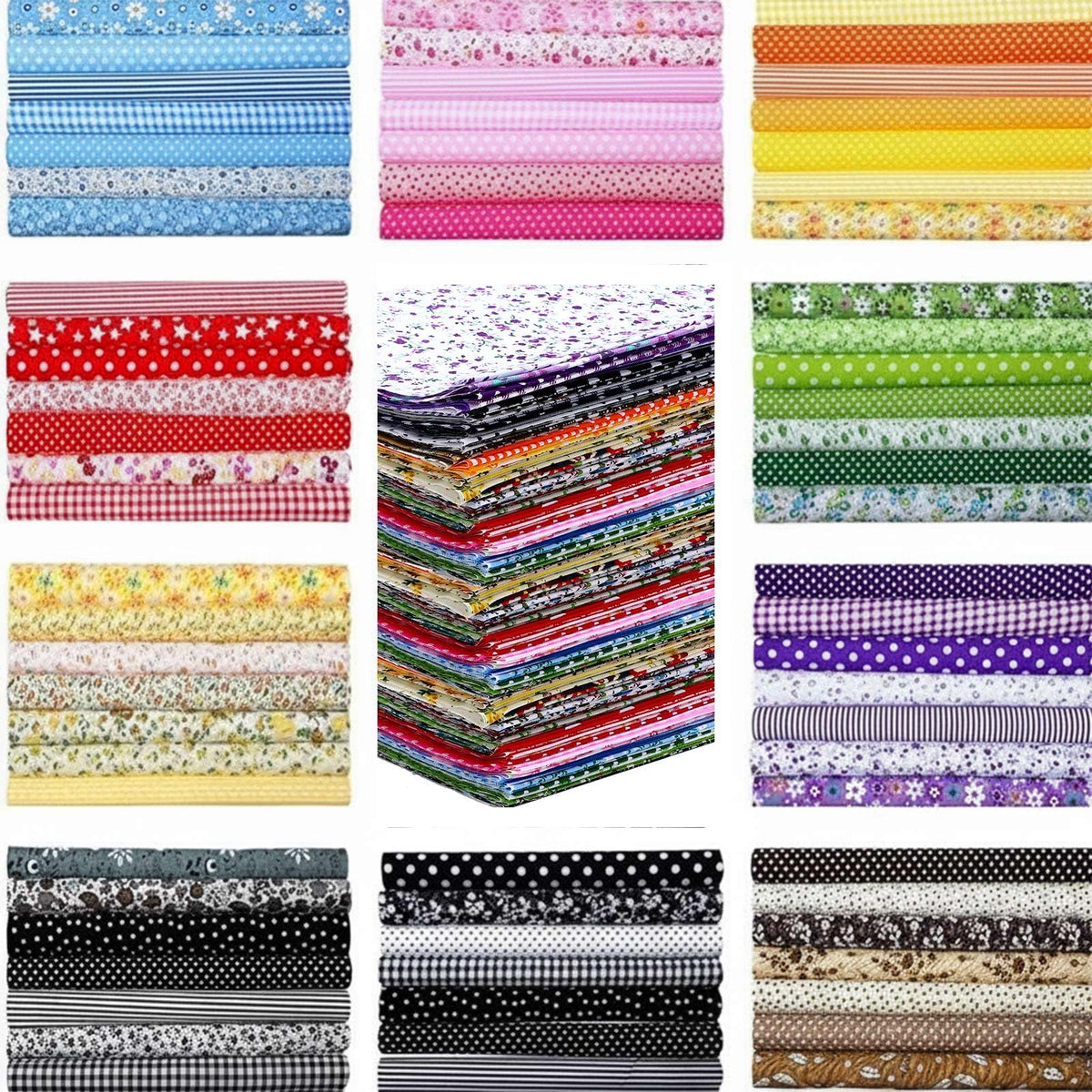 Tudomro 100 Pcs 10 x 10 Inch Floral Cotton Fabric Square Bulk for Quilting