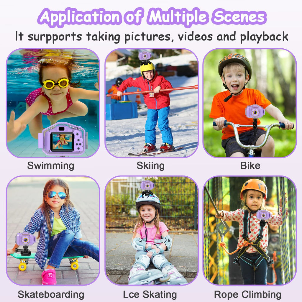 Agoigo Kids Waterproof Underwater Camera Toys for Girls Age 3-12, Purple