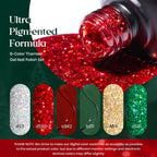 Beetles Christmas Gel Nail Polish, Red Sparkle Green Glitter Gold Silver