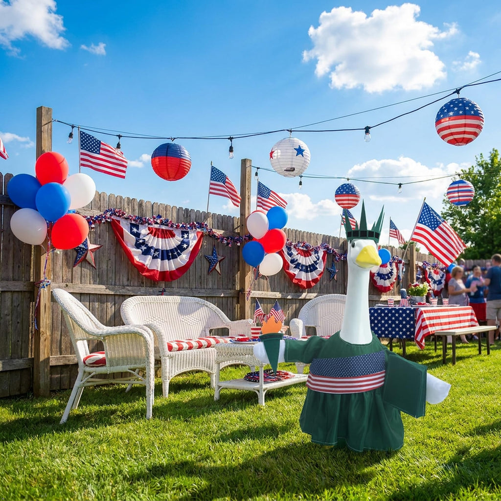 Xnetsby 4th of July Independence Day Statue of Liberty Porch Goose Outfit, America 250th Anniversary Patriotic Costume for 23-Inch Lawn Goose Garden Yard Patio Decoration