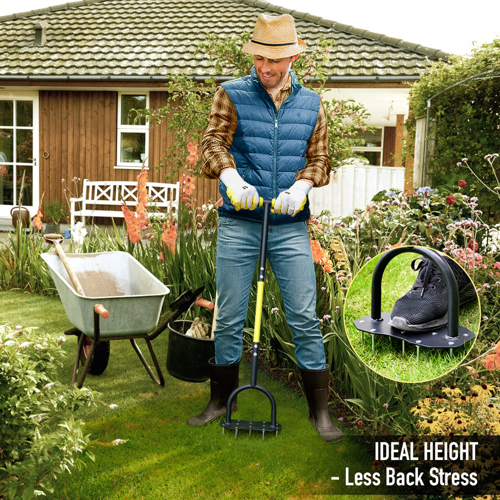 Jardineer Lawn Aerator Tool, Updated 36" Spike Aerator Lawn Tool with Longer Spikes, Pre-Assembled Manual Grass Aerator for Lawn Aeration, Soil Aerating