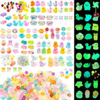 LJMBOEN 400pcs Luminous Mini Resin Animal in The Dark Tiny Miniature Figures Ornament Duck Frog Mushroom Owl Dog Rabbit Crab Dolphin Shell Fairy Garden Accessories Aquarium Landscape Bonsai Decor