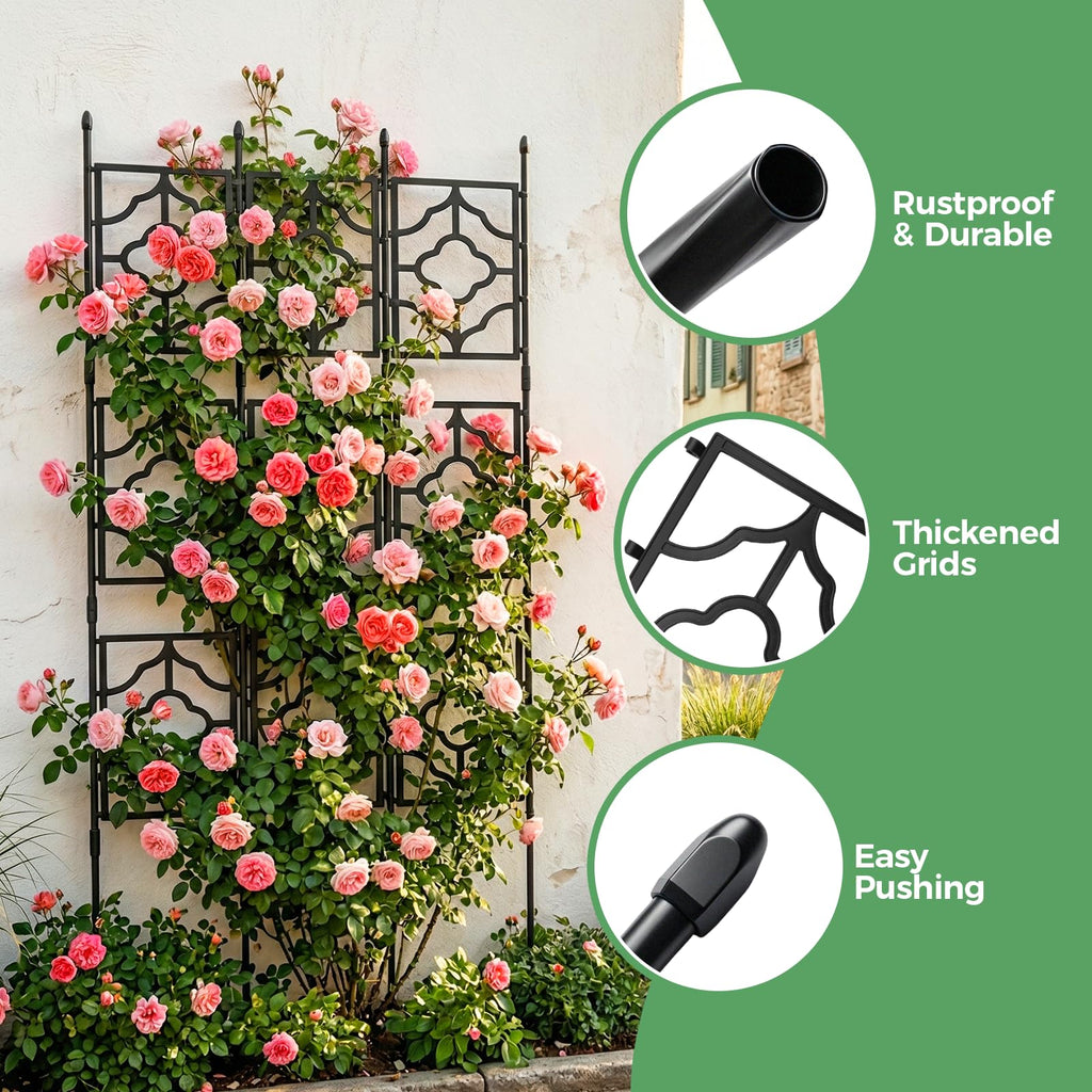 5.25FT Garden Trellis for Climbing Plants, Wall Trellis, 63 Inch Support Fence Climbing Plant Frame Outdoor and Indoor, Privacy Screen Plant Support Fence for Ivy Vines Vegetable Flower