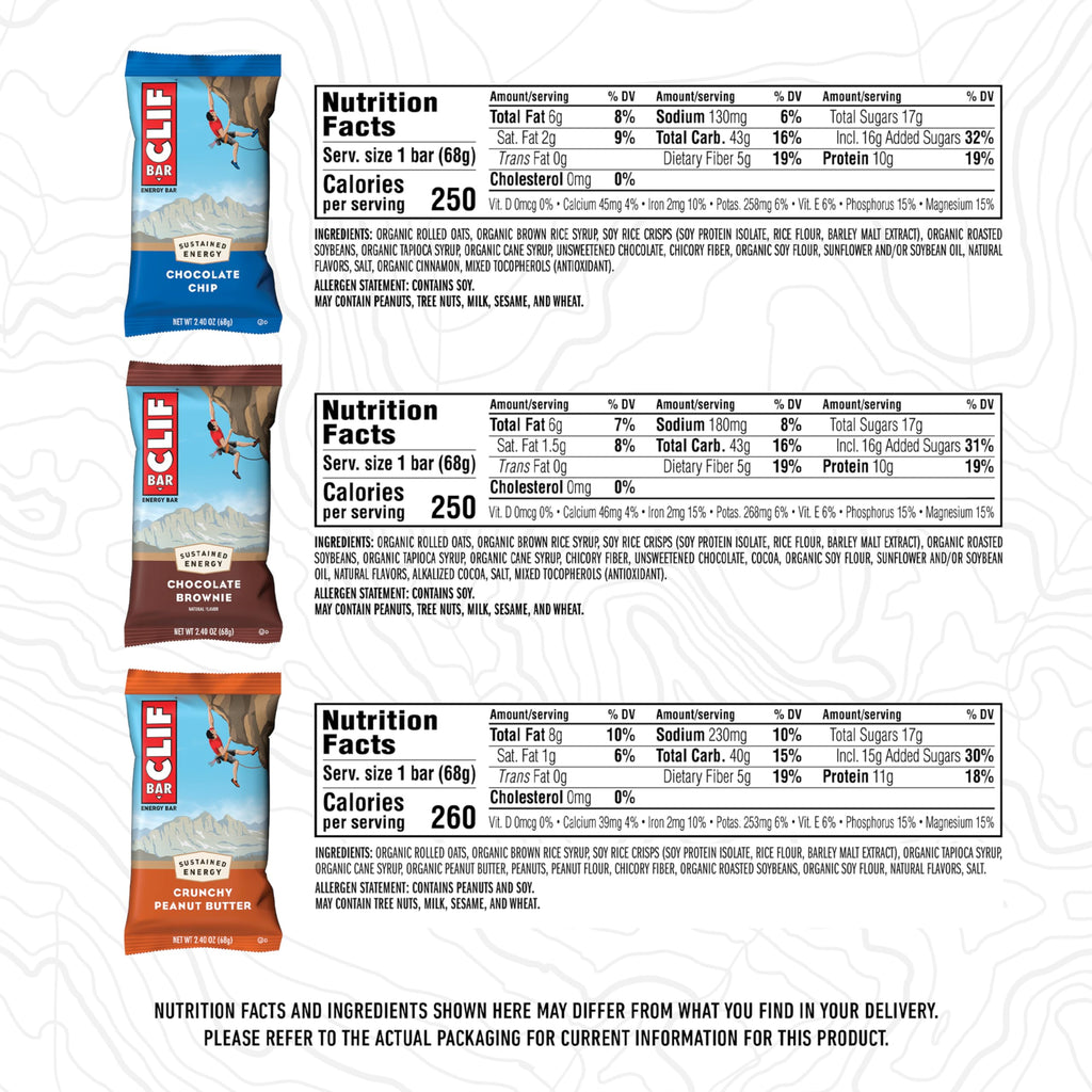 CLIF BAR - Energy Protein Bars - Variety Pack - 6 Flavors - Made with Organic Oats - Energy Bars - Non-GMO - 16 Count (Pack of 2)
