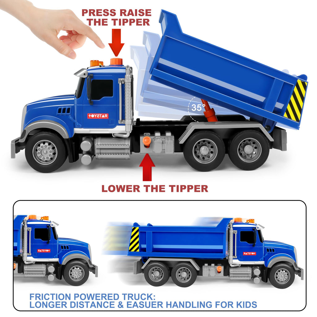 Dwi Dowellin Kid Trucks Toys for Boys Age 3-5,Big Dump Truck with Lights and Sounds,Kids Boy Toys Christmas Birthday Gift Car