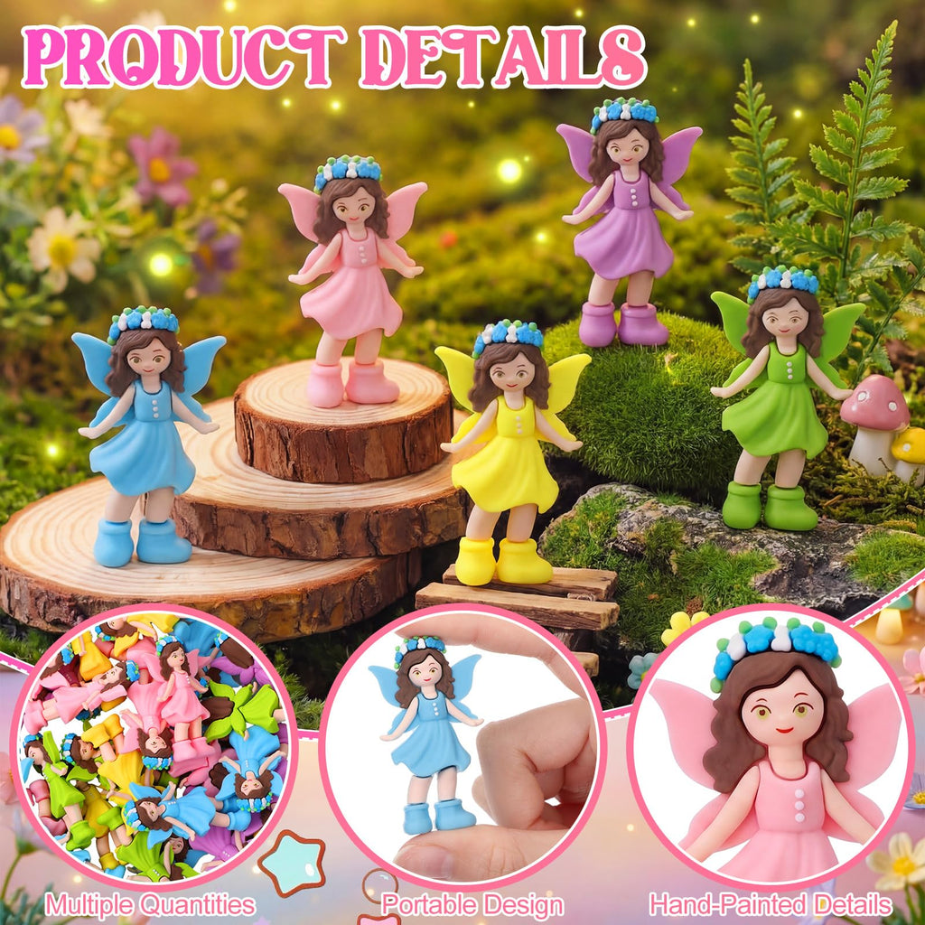 Chunful 50 Pcs Mini Fairy Figurines Bulk Miniatures Garden Party,Classic