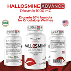 Hallusa Natural Hallosmine Advance Diosmin 1000mg + Bonus Leg Cream | Circulation & Vein Support | Swelling & Heavy Legs, Lymphatic Drainage, Blood Flow, Vascular Health & Visible Veins, 60 Capsules