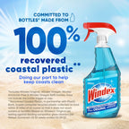 Windex Refill Original Blue Glass and Window Cleaner Bottles + 1 Reusable Spray Trigger, Surface Cleaning Spray, Original Blue Scent, 32 Fl Oz (Pack of 3)