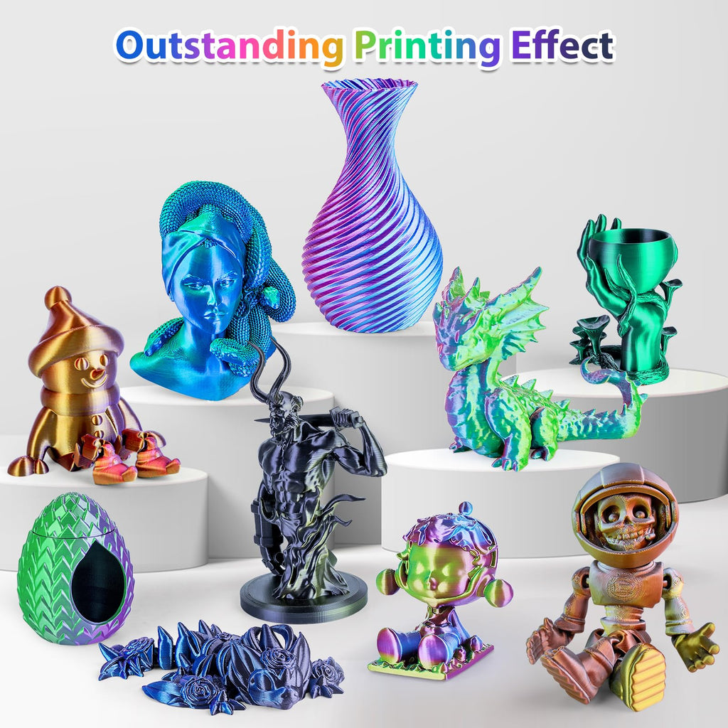 3Dgenius Silk Rainbow PLA Filament 1.75mm Silk PLA 3D Printer Filament Shiny Fast Color Changing Gradient Filament 3D Printing Filament Fit Most FDM Printers, 1kg Spool(2.2lbs), Yellow Series