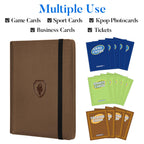 Premium 9 Pocket Card Binder for 540 Cards, Fabmaker PU Cover Trading Card Binder, Sturdy Card Collection Album, Sleek Card Holder Folders for Game Cards & Sports Cards, Brown