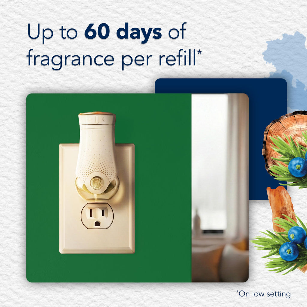 Glade PlugIns Refills Air Freshener, Juniper & Teak, Scented and Essential Oils for Home and Bathroom, 0.67 Fl Oz, 10 Count
