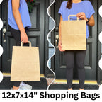 Large Paper Bags with Handles - 300 Pcs 16x6x12 Kraft Paper Bags, Kraft Shopping Bags for To Go, Takeout, Retail, Brown Paper Bags