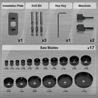 KATA Hole Saw Kit, 24PCS Hole Saw Set with 3/4"-6"(19-152mm) Multi-Size Saw Blades, Precision Hole Saw Drill Bit Kit with Mandrels & Solid Storage Case Cutting for Drywall, Soft Wood, PVC, Plastic