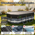 QH.HOME 550D 12x20 Ft Oval Pool Cover [Upgraded Tear Resistant & Quadruple Windpoof] wth Pre-Installed Patented Winch and Rope,Pool Covers for Above Ground Pools Oval-Snug Fit & Waterproof Protection