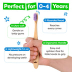 Dr. Noah Microplastic-Free Bamboo Baby Toothbrush | Dentist Designed | 656 Substances Safety Tested | BPA, PFAS & Phthalate Free | 4 Pack |Soft Bristles | Infant to Toddler, 6-12 Months, Age 2-4 Kids